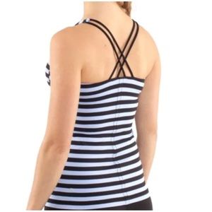 Lululemon 'Free To Be' Sea Stripe Polar Haze Black Striped Tank